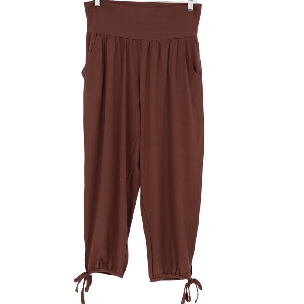 Sunyaa Harem Pants Womens Large Brown High Waisted‎ Casual Soft Comfy Joggers